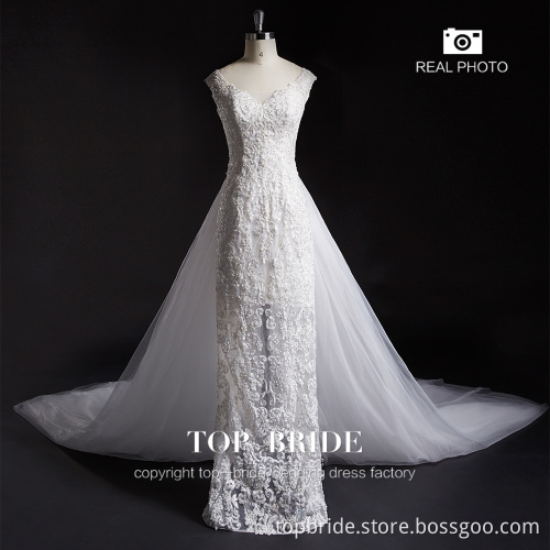 TB8122 Real Pictures Flower Lace Separable Style Wedding Dress